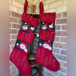 A Pair of Large Tall ( 33”) ITR Santa Christmas Stocking